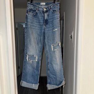 Zara Blue Distressed Boyfriend Jeans